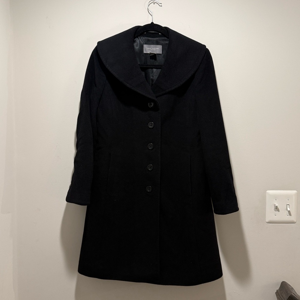 Ann Taylor Petite Wool &  Agora Coat | Size 4P | Black - Picture 3 of 9